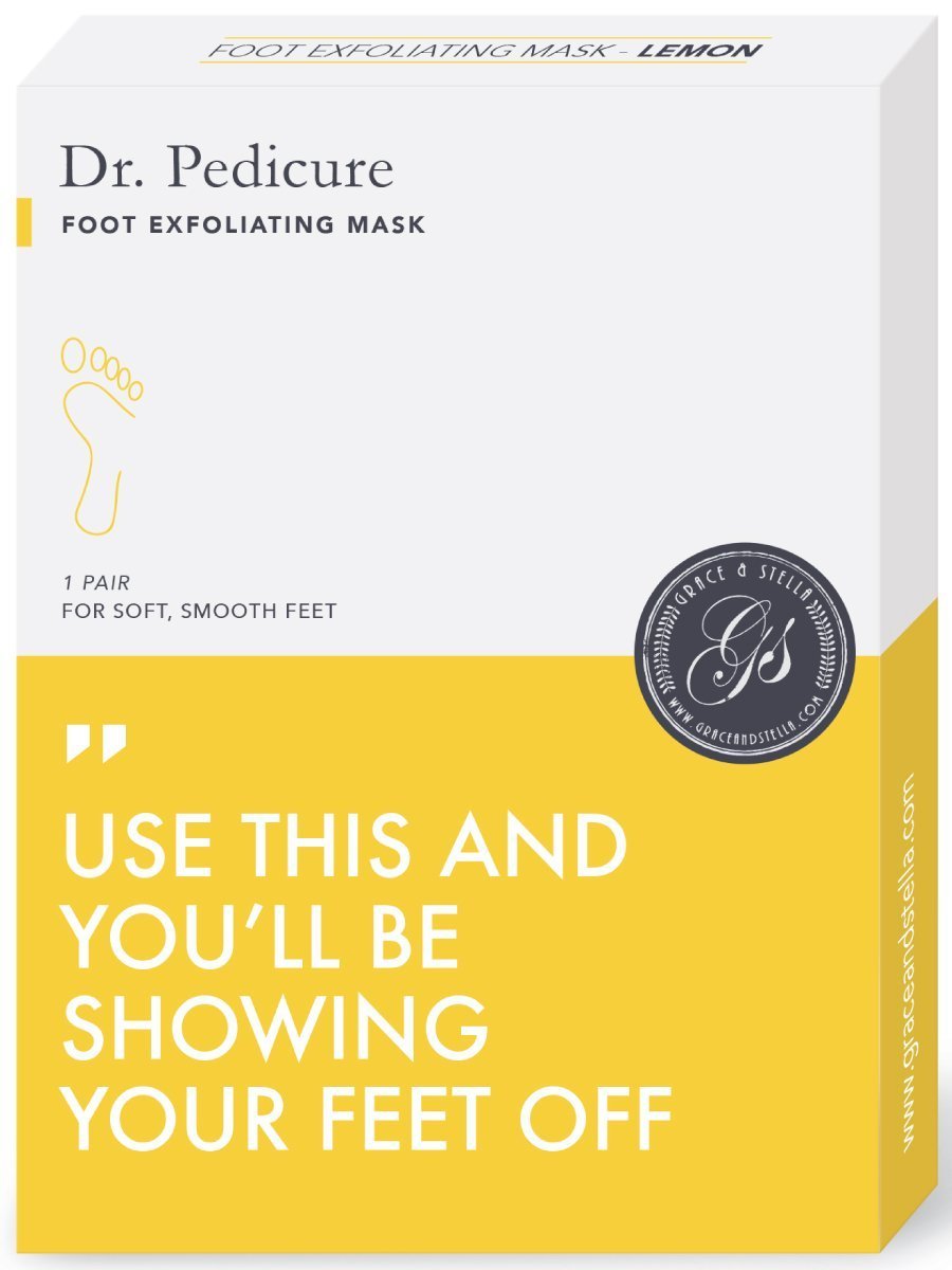 Award-Winning Foot Peeling Mask - Dr. Pedicure Foot Peel Masks (4 Pairs, Lemon) - Moisturizing Foot Masks That Remove Dead Skin, Exfoliating Foot Mask for Dry Cracked Feet, Feet Peeling Mask
