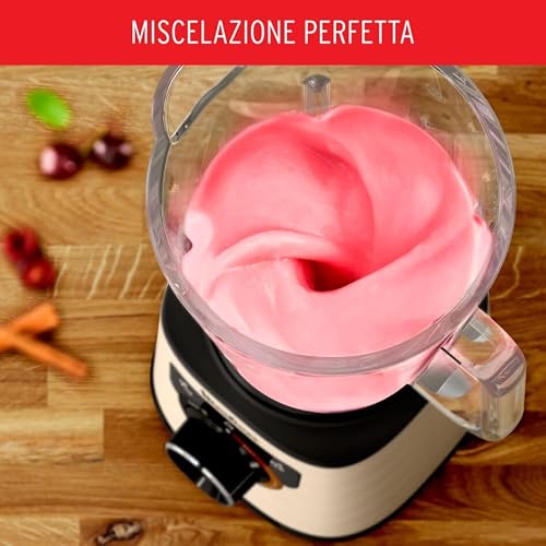 Moulinex Blender elettrico 1200 W, ciotola di vetro 2L, velocità regolabile, tecnologia Powelix, ghiaccio tritato, facile pulizia, PerfectMix nero/oro LM871A10 - Immagine 4
