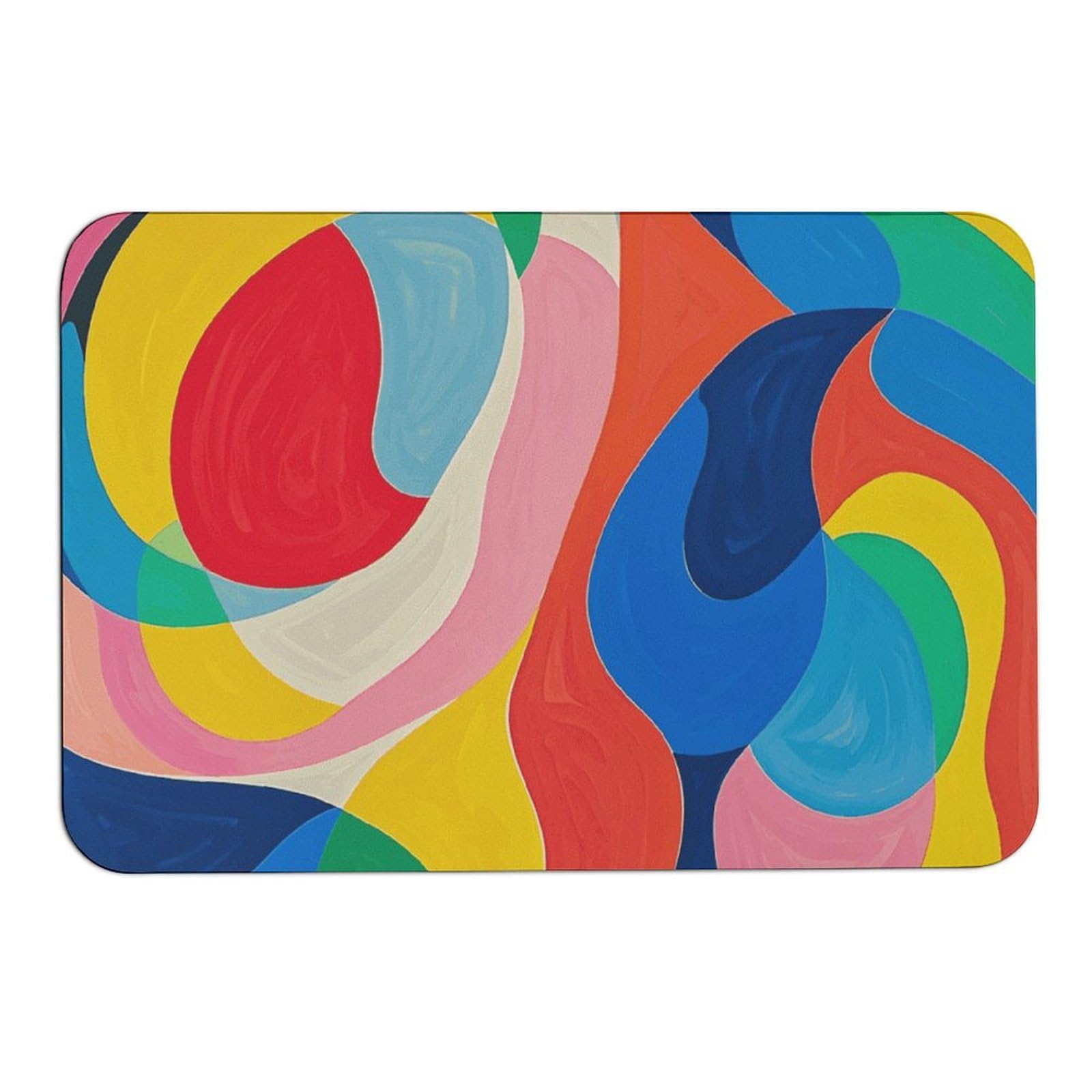 Tapis absorbant design peinture abstraite 60x40 cm pour terrasse