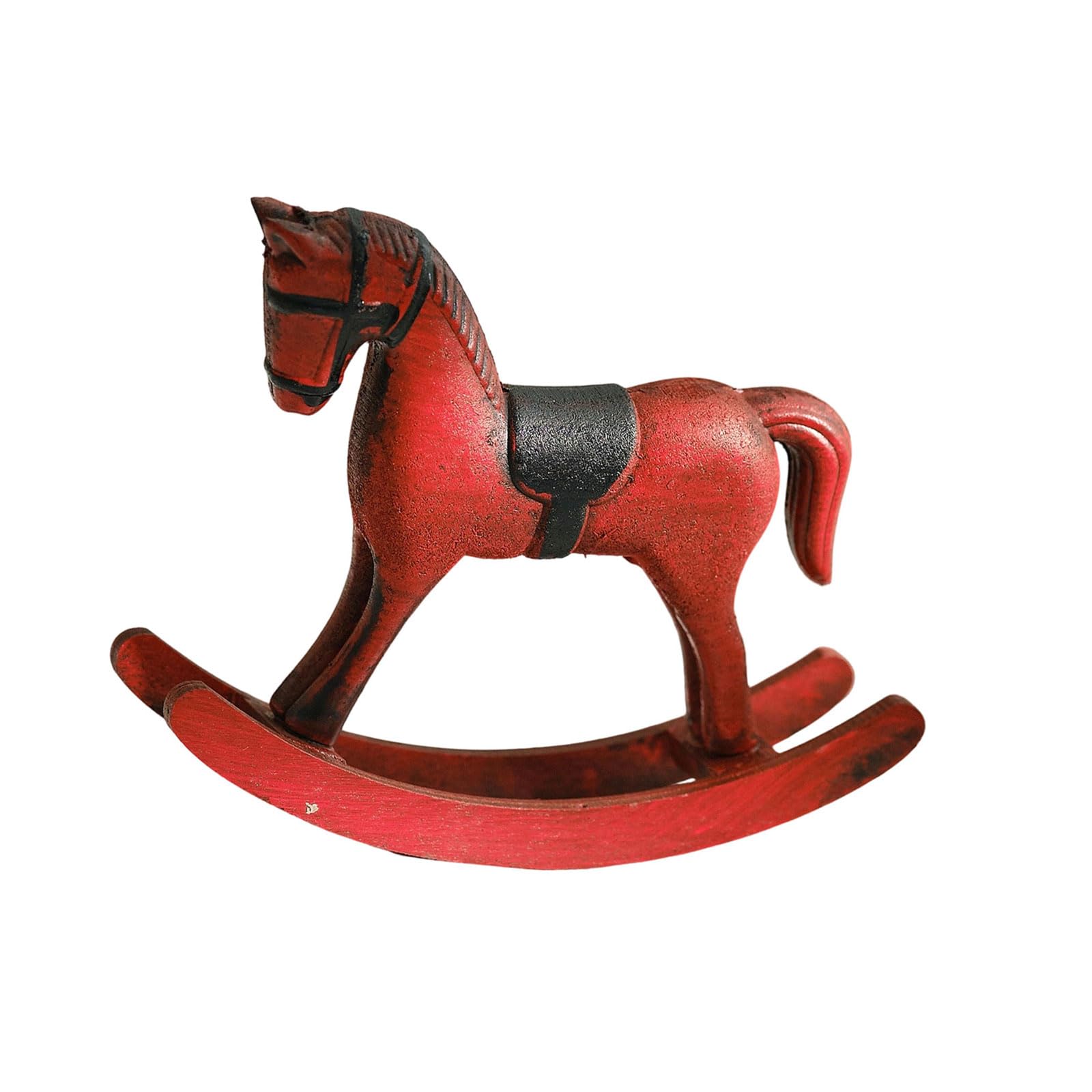 Bnojjellol F Wooden Rocking Horse Miniature Statue Decors Handcrafted Home Ornament Or Living Room Study Tabletop Display Wooden Rocking Horse Ornament