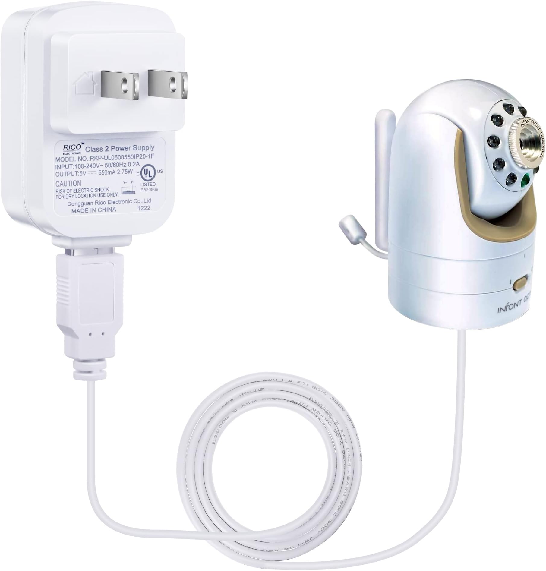 Infant Optics Official Power Cord Adapter for DXR8 Camera