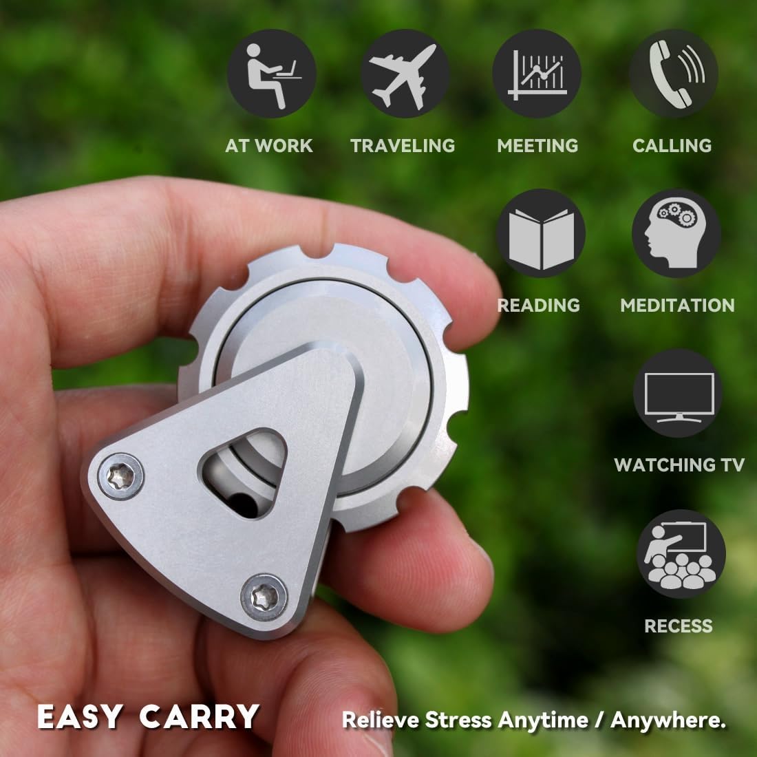 Pocket Ferris Wheel Fidget Toys Adults, 2 in 1 Desk Spinner, Gear Metal Fidgets, Office Sculpture Home Decor, Stress Relief Toy, Gift for Man Woman Teens (Stainless Steel Sanding Gray)