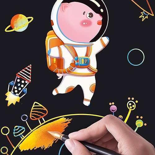 Miniatura 3 de NAIHEY Scratch Art Rainbow Painting Scratch Off Doodle Paper - Juego de manualidades para mujer, regalos creativos para niñas, niños, estudiantes,