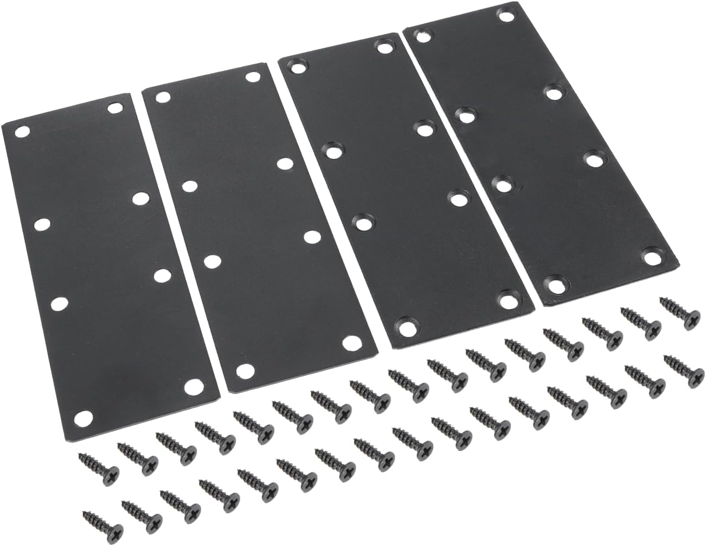 dophee 4PCS Black Flat Mending Plates, Black Stainless Steel Straight Brace Repairing Joining Fixing Flat Bracket with Screws for Wood Furniture Fence, 50x140mm/1.97"x5.51"