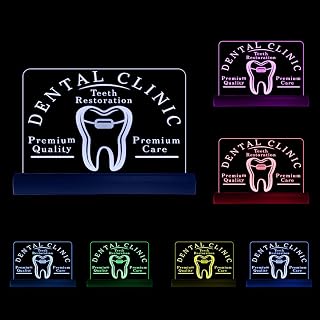 The Geeky Days Teeth Restoration LED Nameplate 3D Optical Illusion Night Lamp Remote Control Oral Care Personalized Custom Design Multi Color Lighting Mood Lamp Dental Office Decor(Black)