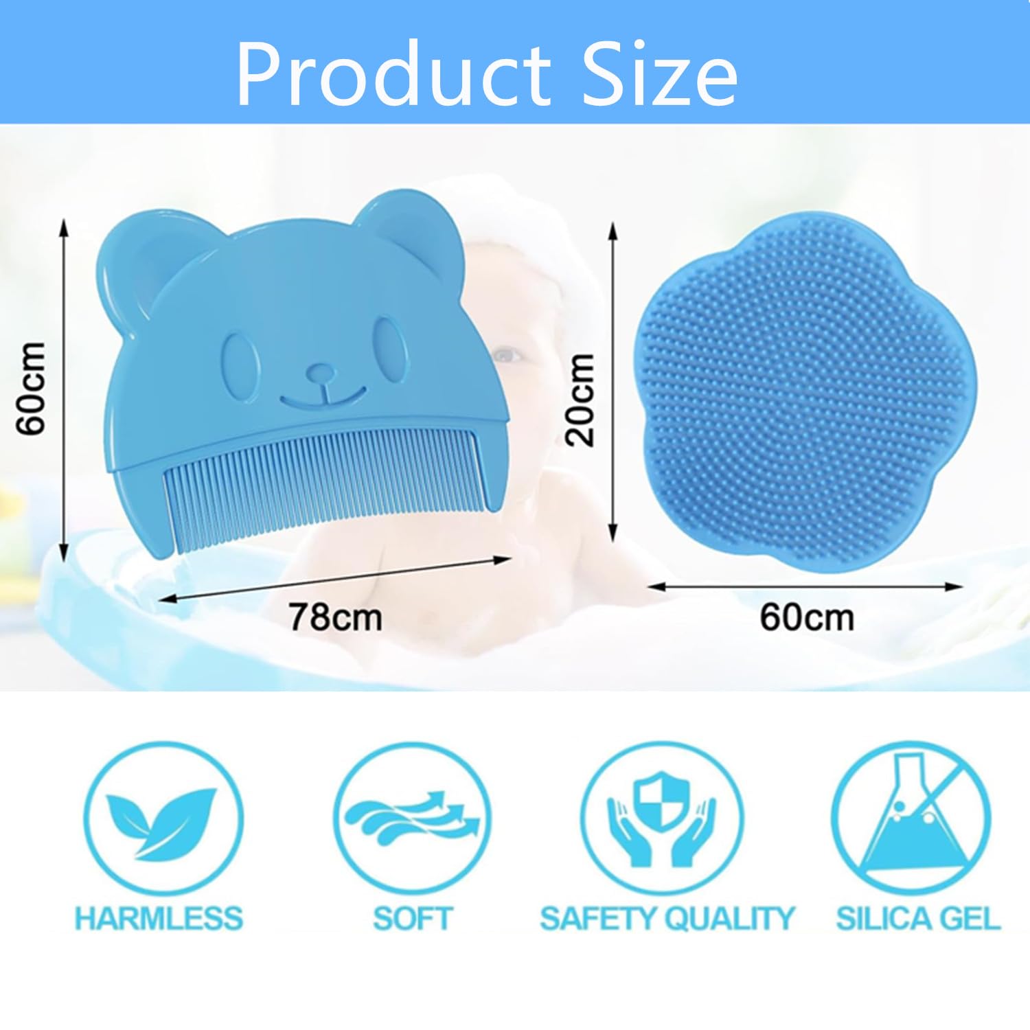Brosse Cheveux Bebe,2 Pièces Brosse à Cheveux Peignes Croute de Lait Peigne Silicone Croute de Lait Peigne pour Nouveau-nés et Bébés