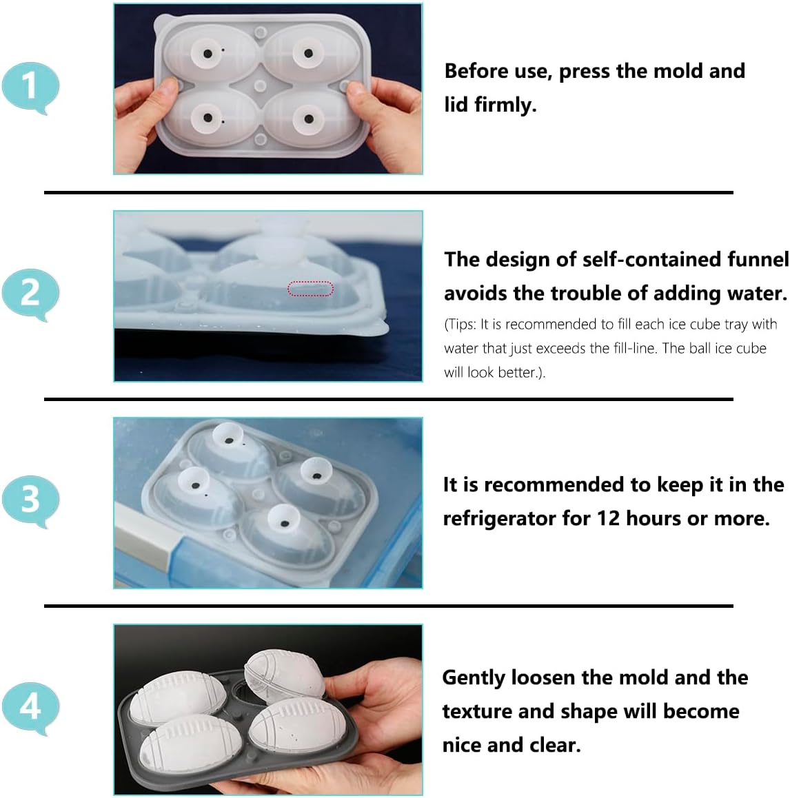Football Ice Cube Mold, Silicone Ice Ball Mold for Whiskey