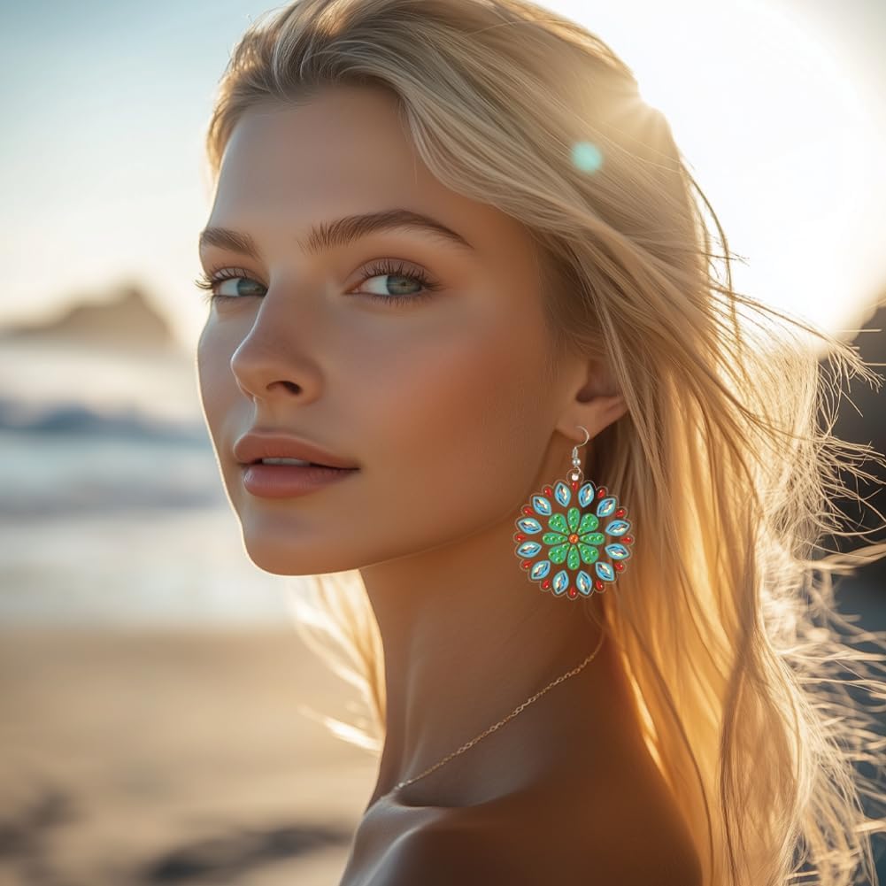 beinkmake 12 Pairs Bohemian Vintage Diamond Painted Earrings 5D Earring Making Kit Floral Jewelry DIY Diamond Art Earring Kit for Adults Craft Unique Handmade Gifts