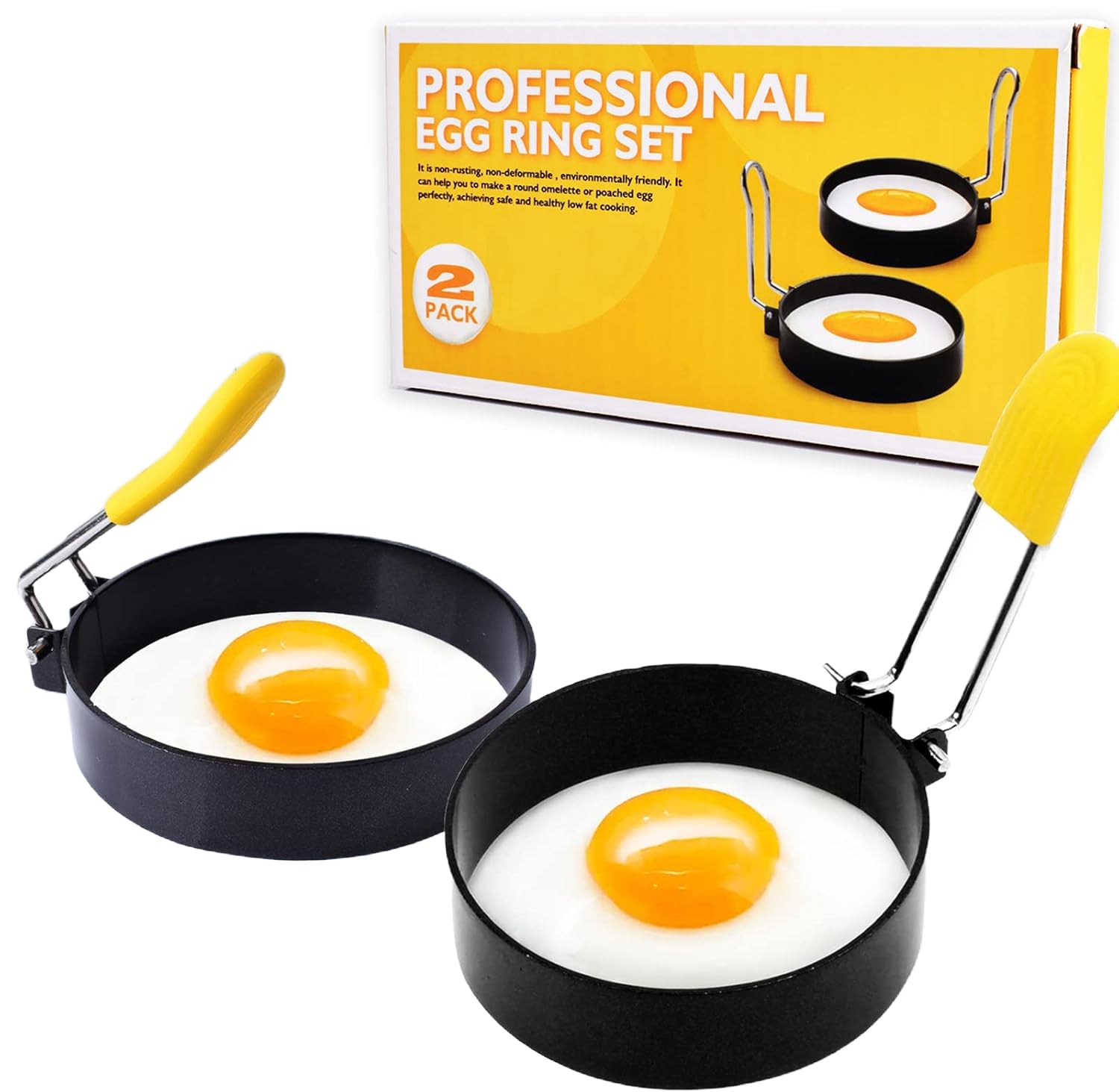 Cdycam Lot de 2 Anneaux Anti-adhésifs Inox: Oeufs, Crêpes, Omelettes Parfaits