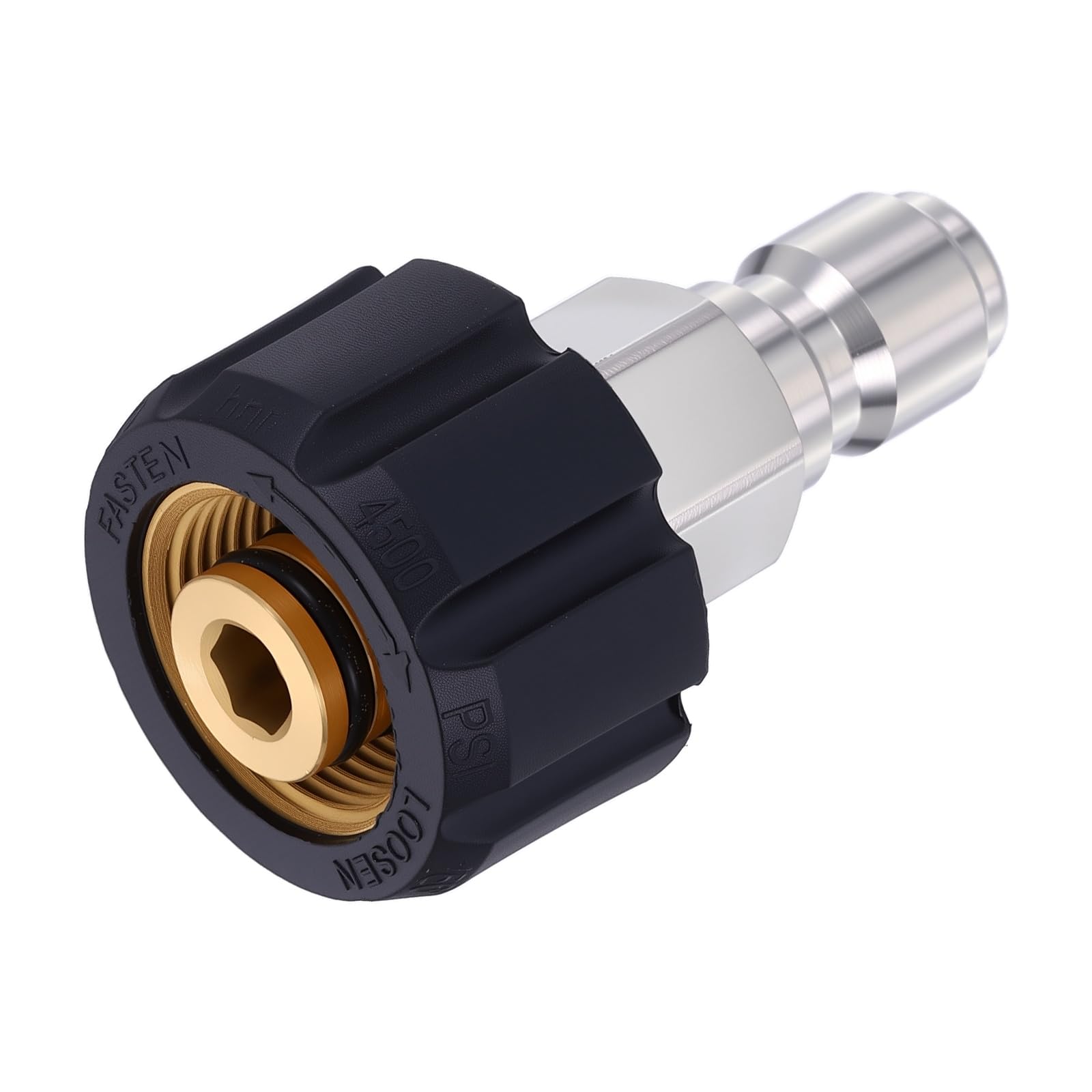 sourcing map Pressure Washer Adapter, M22 14mm Female to 3/8" Male Quick Plug Stainless Steel Quick Connect Fittings Swivel Adapter for Pressure Power Washers Hose