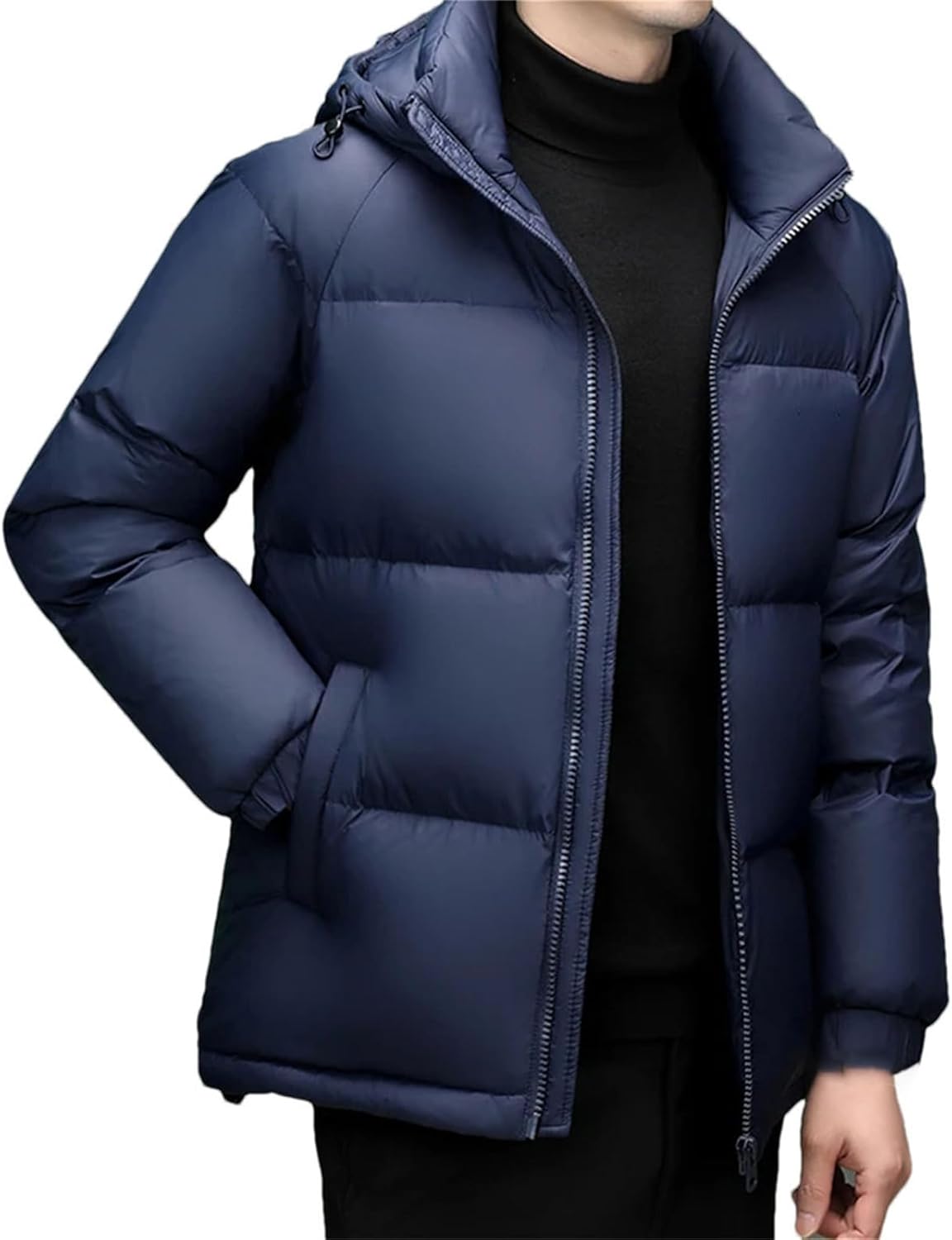 Mens 90% White Duck Down Coat Winter Warm Sport Jacket Solid Hooded Thermal Outwear With Pockets