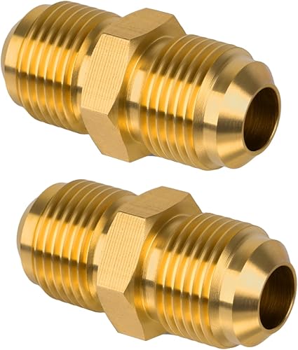 Tubo de latón acampanado de 38" x 38" para propano, LP y gas natural, combustible, fontanería, unión (paquete de 2)