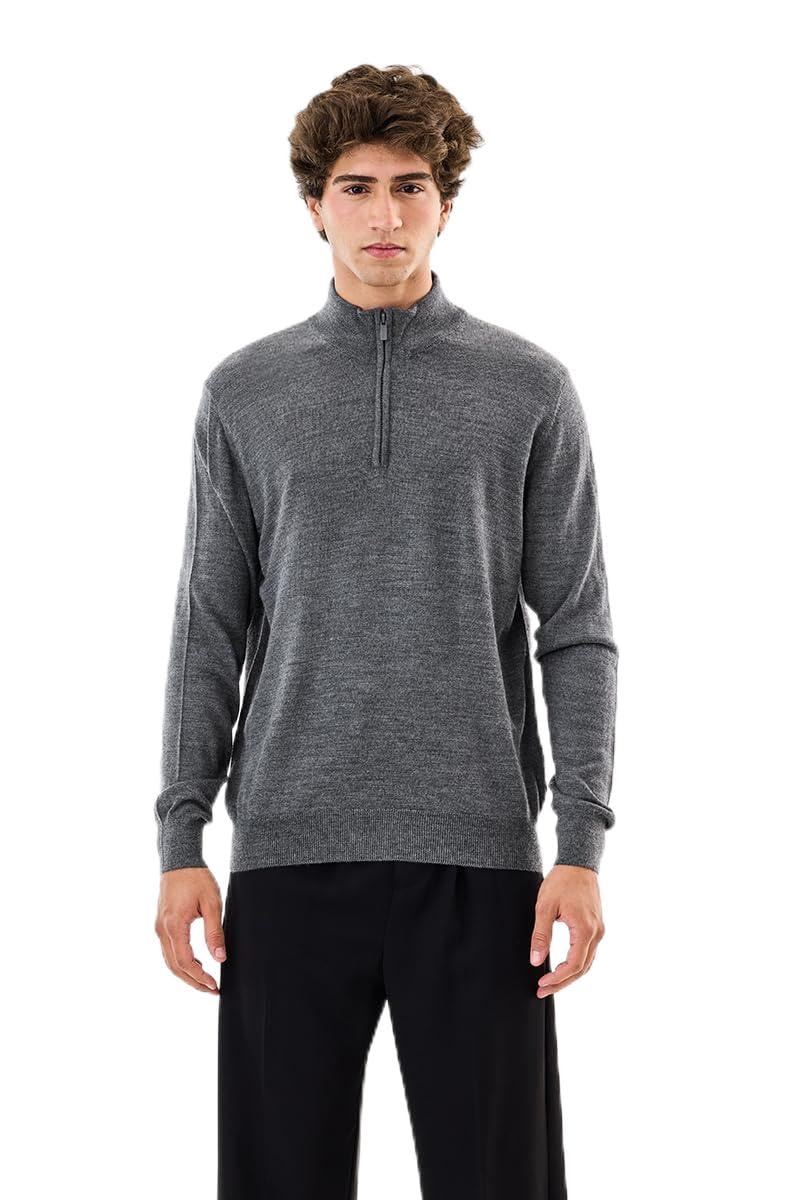 Luxe Men's Sweater | High Neck Full Sleeve with Zip Closure | Regular Fit Soft Marino Blend Fabric Warm Wool Knit Winter Fashion Sweater for Casual Wear