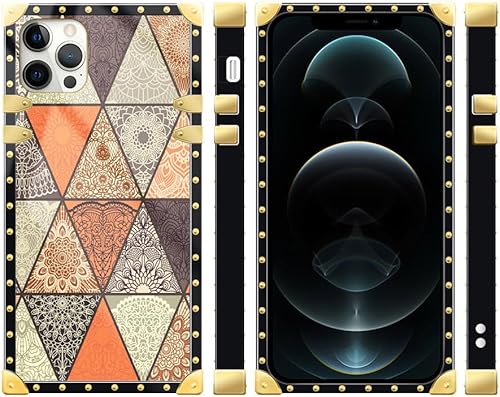 Miniatura 2 de Funda compatible con iPhone 12 Pro Max (6.7 pulgadas), diseño retro de mandala dorado, de lujo, suave TPU duro, parte trasera de policarbonato duro,