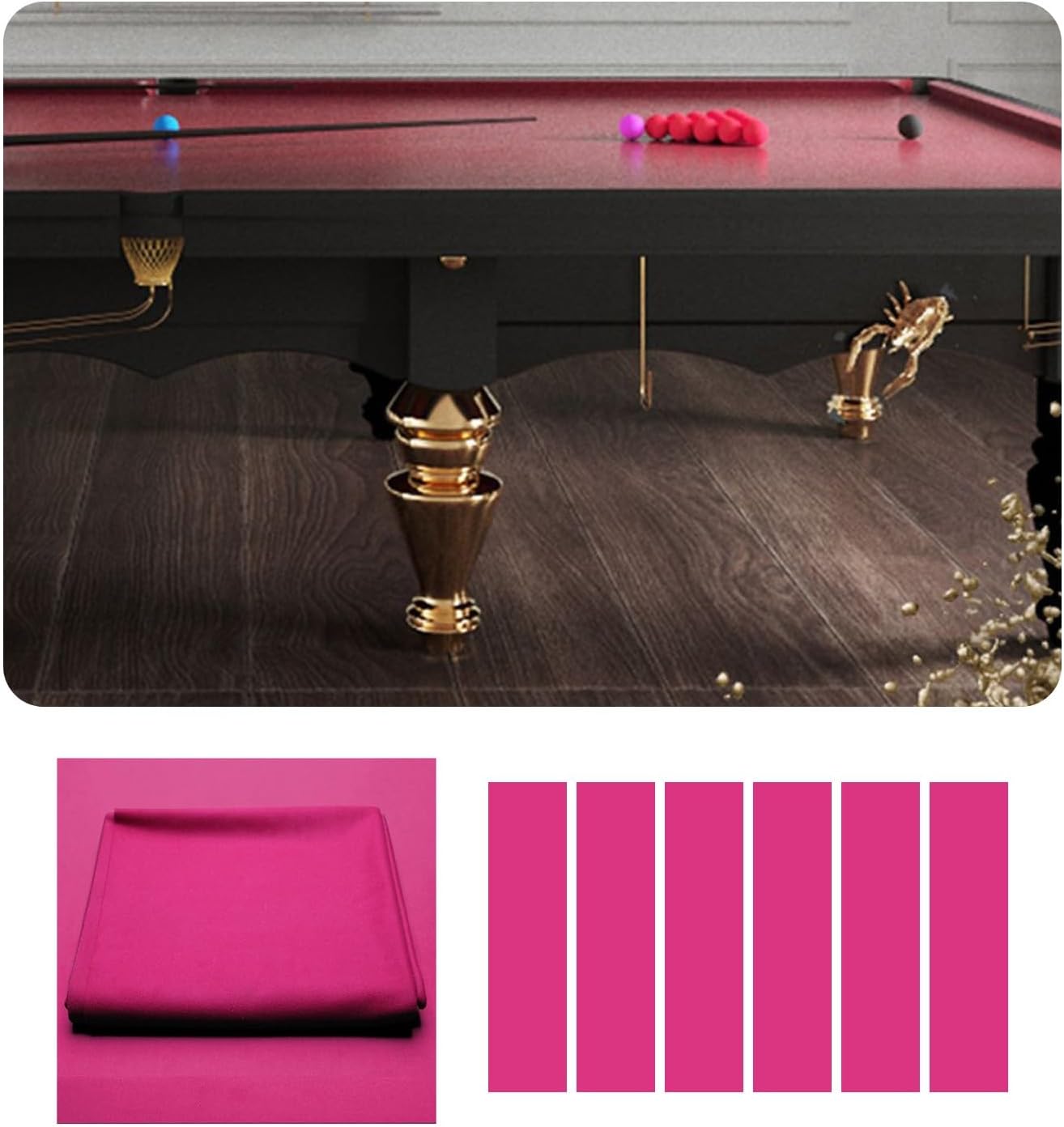 Pool Table Felt with 6 Edge Cloths Thickened Billiard Cloth for Home Clubs Bars Indoor Sports Game