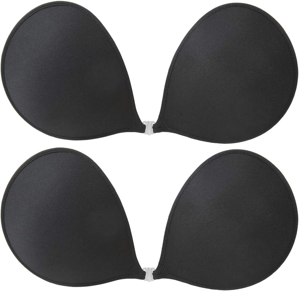 The NuBra Feather-Lite Super Light Adhesive Bra #F700 (D, Black 2-Pack)