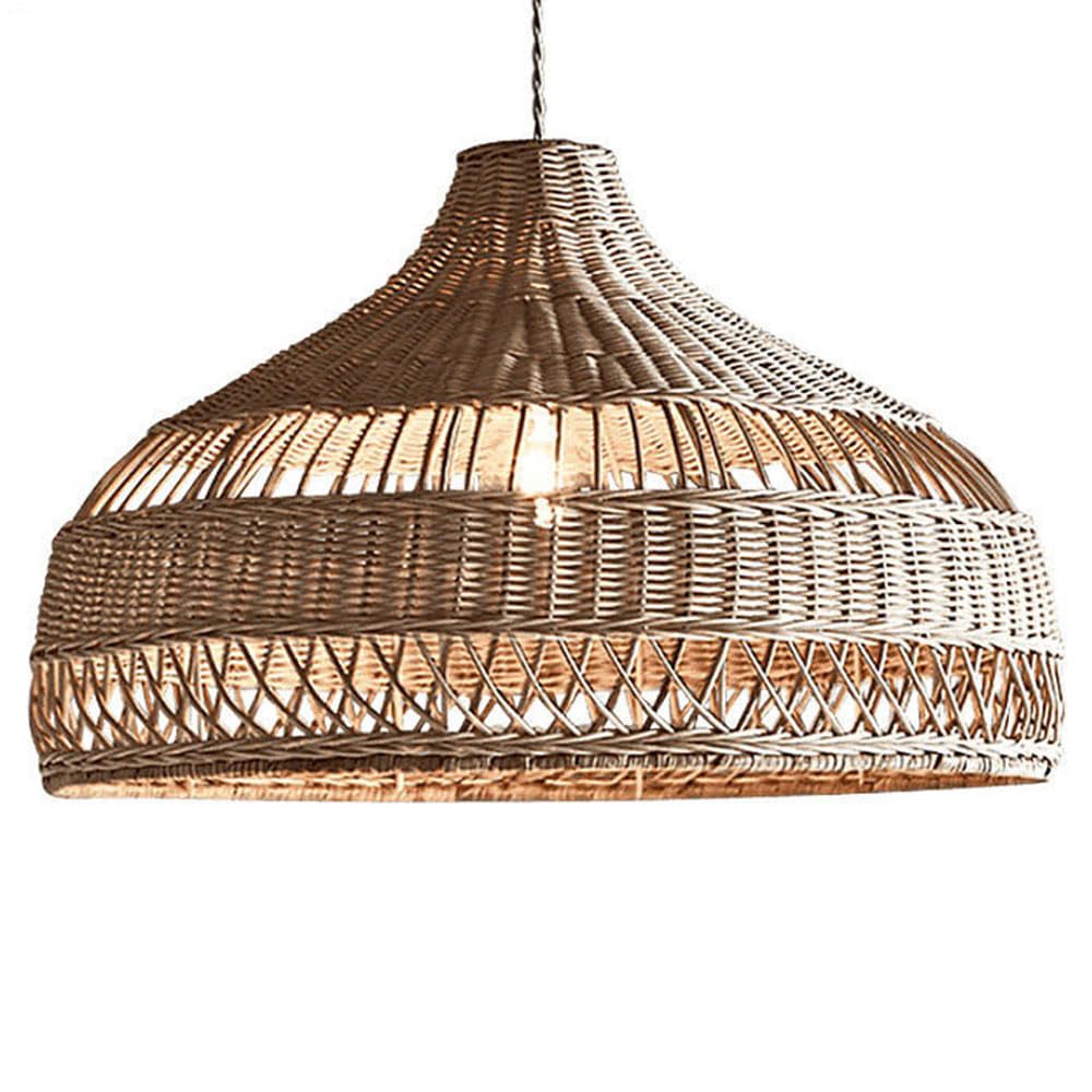 LQZCXMF Rustic Chandelier Wicker Rattan Lamp Shades Weave Hanging Light Ceiling Pendant Boho Light Fixtures Coastal Design Vintage Bamboo Lantern Ceiling Light For Kitchen, Dining, Living Room