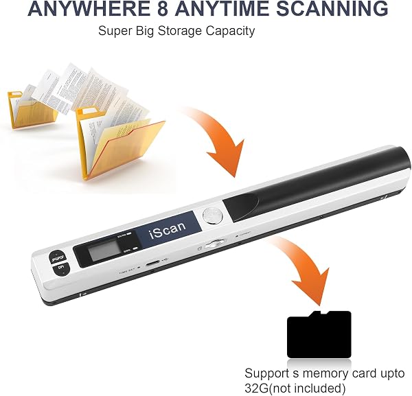 AOZBZ Portable Document Scanner, White 900DPI Hand Held USB Image Scanner A4 Colour Photo Mobile Scanner Handy Scan (JPG/PDF Format, High Speed USB 2.0, Micro Need SD/TF Card Included) - 5