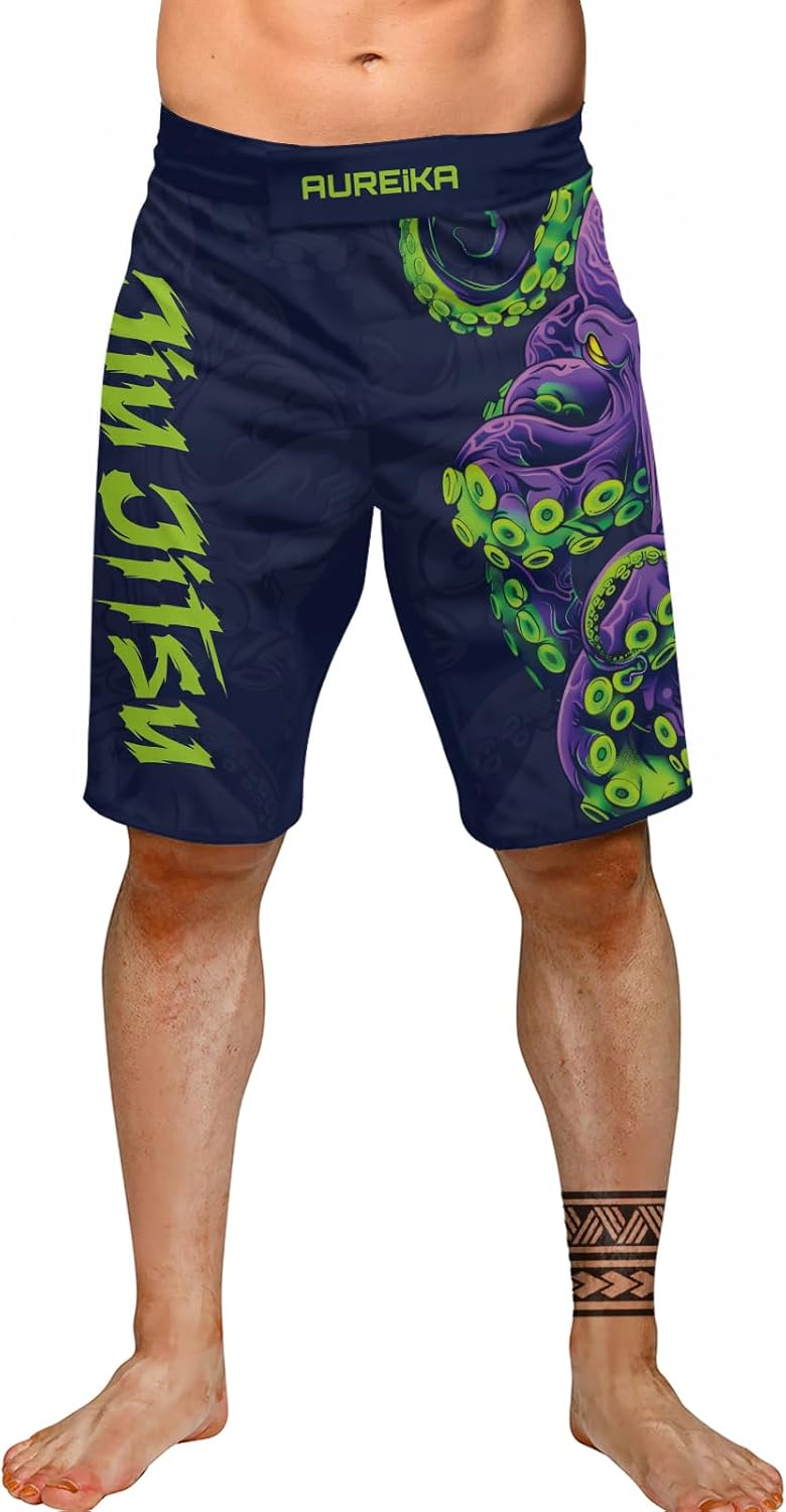 Octopus Men’s No-Gi Fight Shorts – MMA BJJ Jiu Jitsu Training Trunks for Grappling & Combat Sports