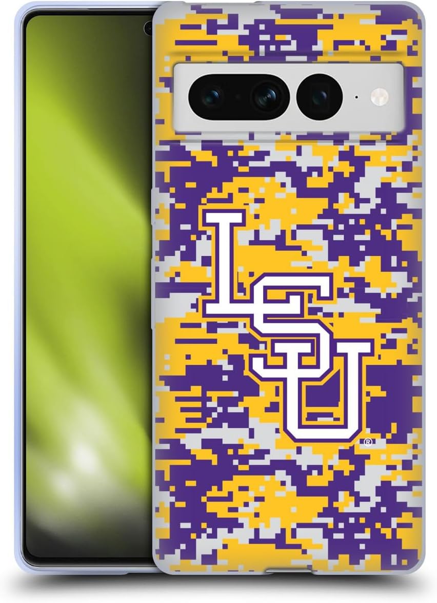 Head Case Designs Officially Licensed Louisiana State University LSU Digital Camouflage Louisiana State University LSU Gel Case [Military Grade Protection] Compatible with Google Pixel 7 Pro
