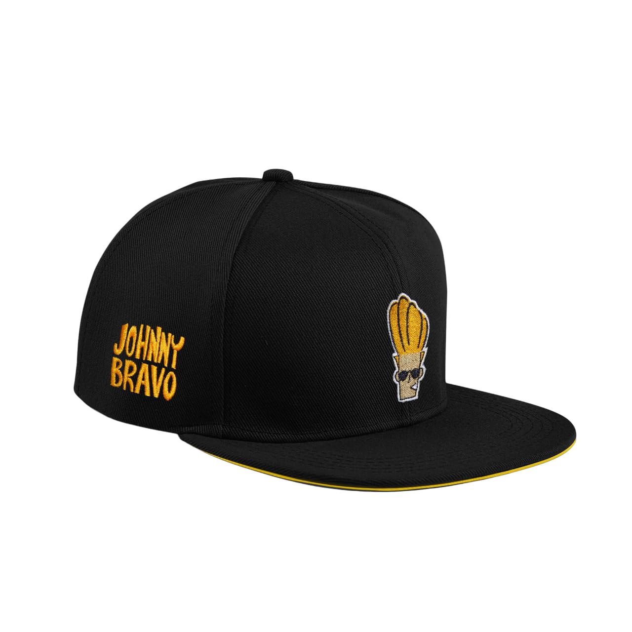 Johnny Bravo Snapback Cap Topi Head Branded Adjustable Strap Summer Sports Gym Dance Cotton Free Size Woolen Fashion Baseball Snapback Winter Fleece (Black)