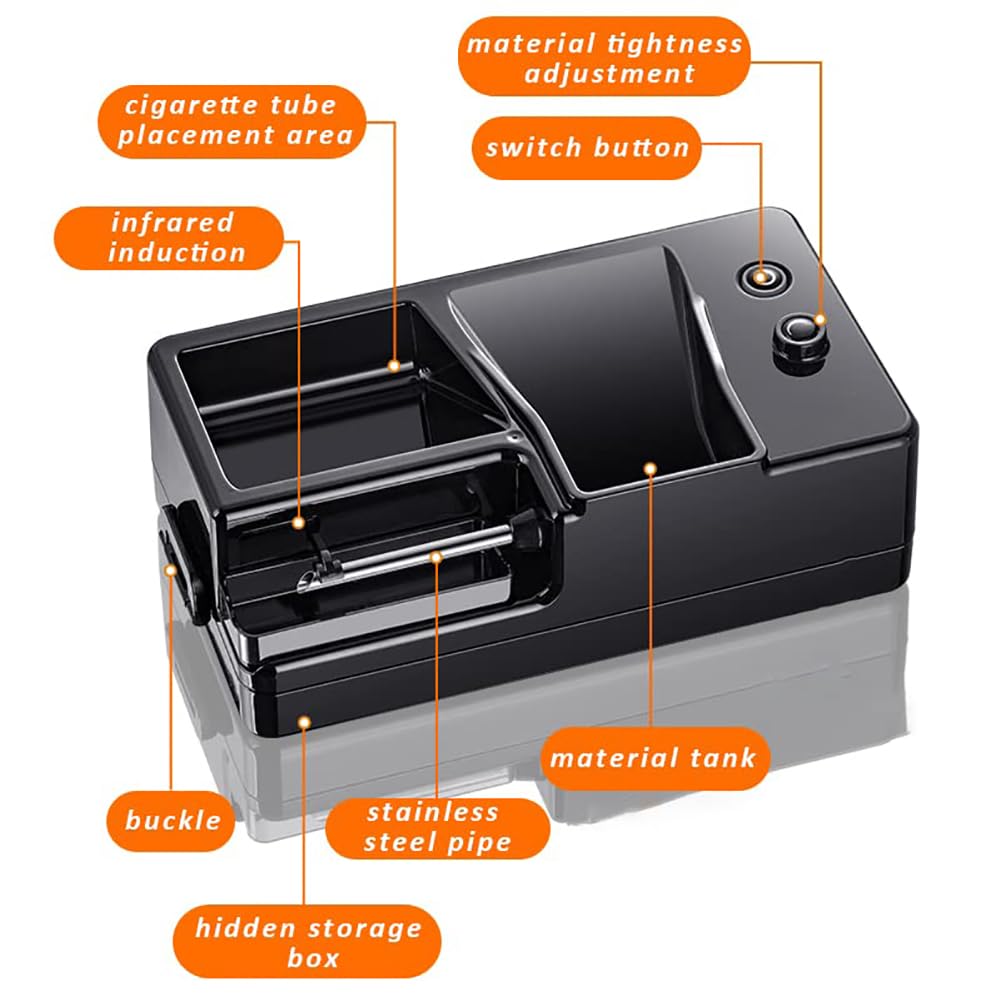 Macchina per Sigarette, Macchina for Sigarette elettriche Ricaricabile da 8 mm, Macchina for Sigarette a induzione Intelligente a LED a infrarossi(Schwarz)