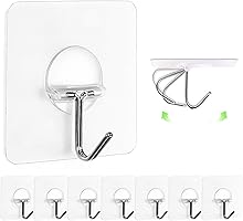 JINSHUNFA Wall Hooks 13lb(Max) Transparent Reusable Seamless Hooks,Waterproof and Oilproof,Bathroom Kitchen Heavy Duty...