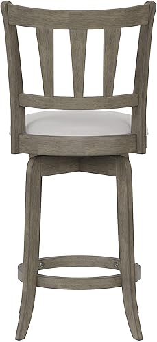 Miniatura 81 de Hillsdale Presque Isle Taburete giratorio de madera con asiento de piel sintética, altura de barra, color negro Negro -,gris (Aged