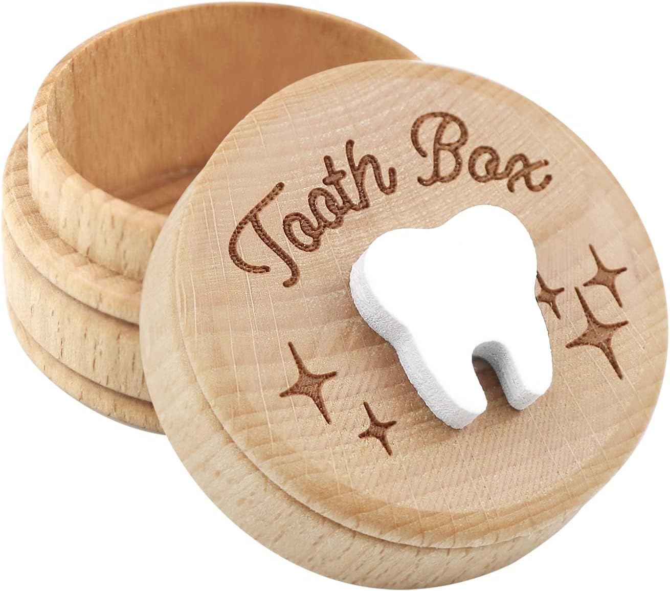 Excefore Wooden Tooth Fairy Box,Adorable Keepsake Storage for Boys and Girls Cute Lost Tooth Holder Toddler Teeth Case (1 Piece)
