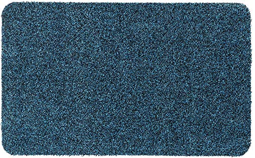 Schmutzfangmatte als saugstarke Innen Fußmatte blau meliert - Waschbarer Fußabtreter als robuste...