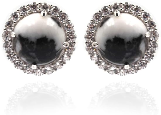 925 Sterling Silver White Buffalo,White Natural Zircon Earring
