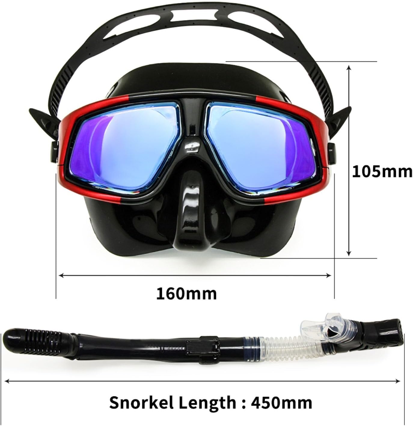 Farsighted Hyperopia +2.0 to +6.0 Scuba Diving Mask with Tempered Glass Lenses,Snorkel Options Anti-Fog
