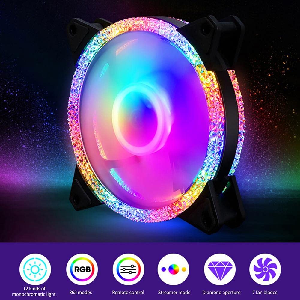 Pro PC Case Fan RGB 120mm Aura SYNC 5V/3pin Quiet CPU Cooler Sets 6 Pin Radiator Adjust Color & Speed(A)