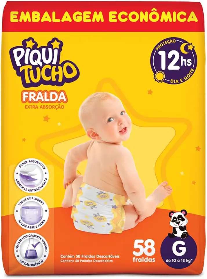 FRALDA DESCARTAVEL INFANTIL PIQUITUCHO HIPER G 58 x 2