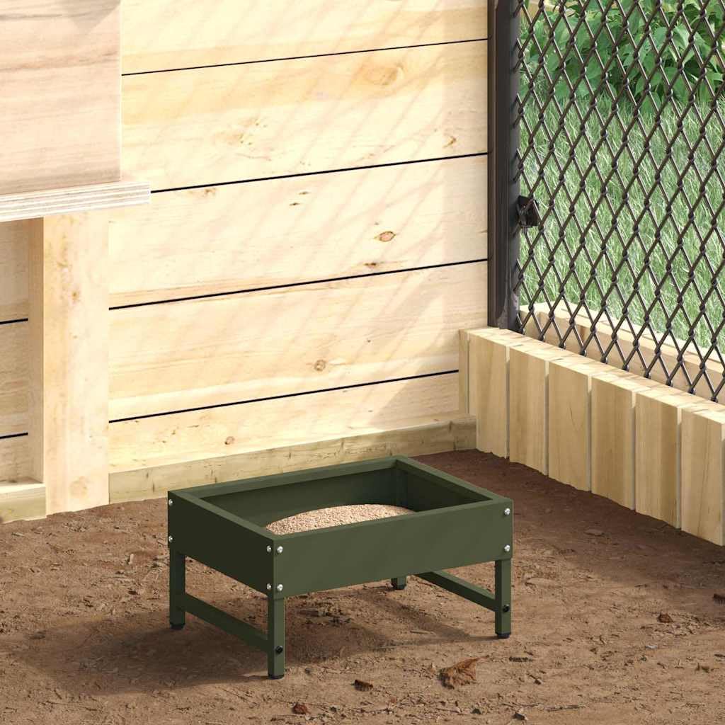 Mangiatoia per uccelli verde oliva in acciaio laminato a freddo, 34 x 26 x 16 cm, resistente alle intemperie, per interni ed esterni, con capacità di 3 kg e facile da montare