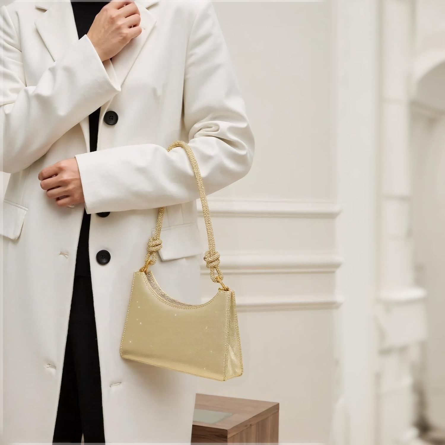 Milisente Clutch Purses For Women Vintage Evening Clutch Bags Formal Shoulder Bag With Rhinestone Handle - Image 2