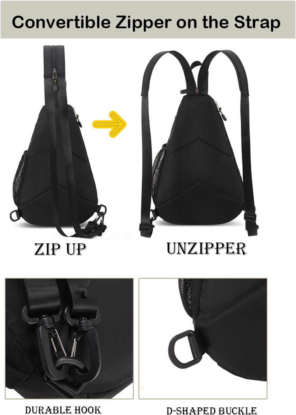Waterproof Travel Backpack Shoulder Bag Sling Bag for Men Women, Multi-functional Casual Adjustable Crossbody Bag Hiking Travel Daypack Chest Bag