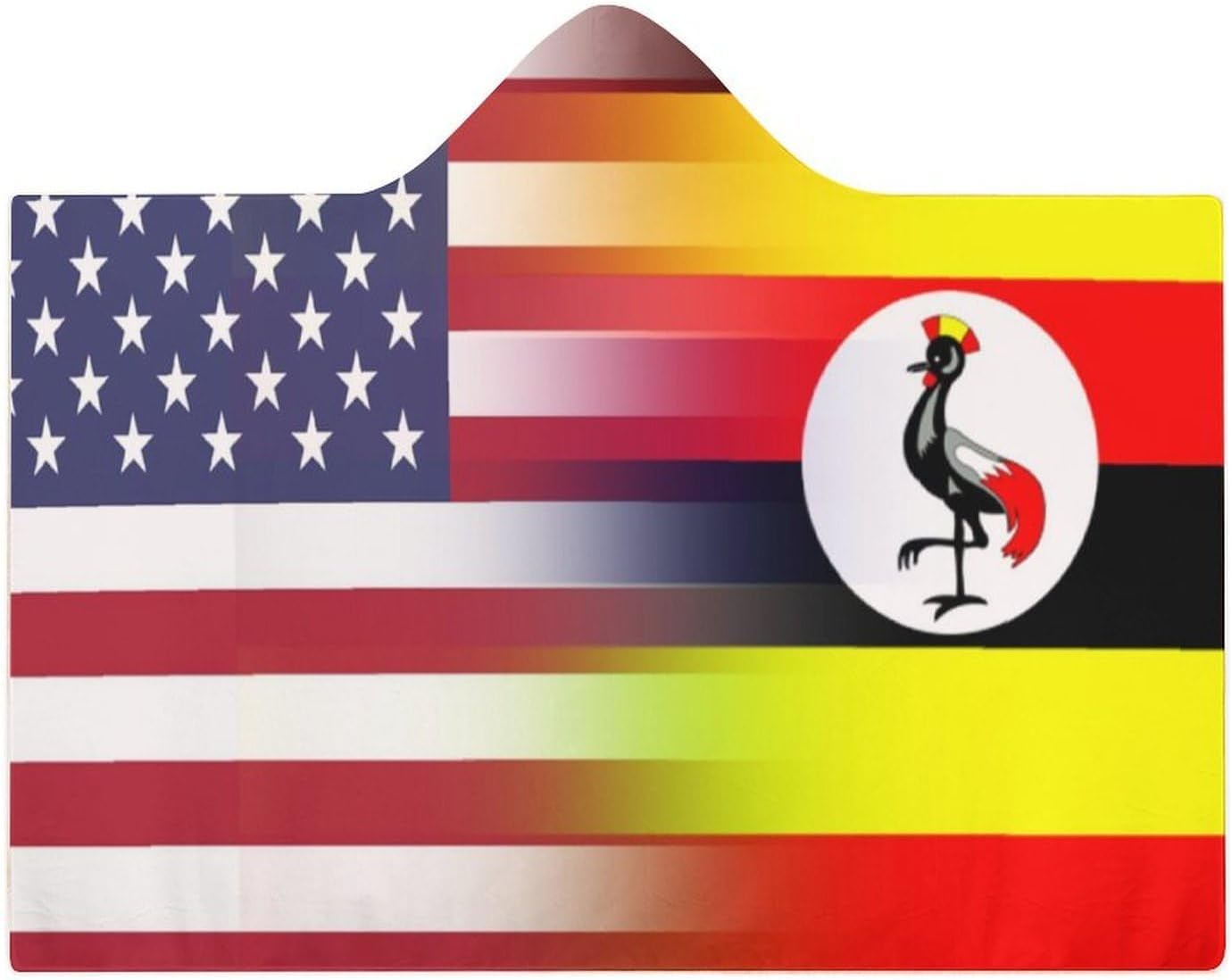 U.S.A Uganda Flag Fashion Wearable Blanket Hoodie Fleece Throw Cloak Robe Unisex