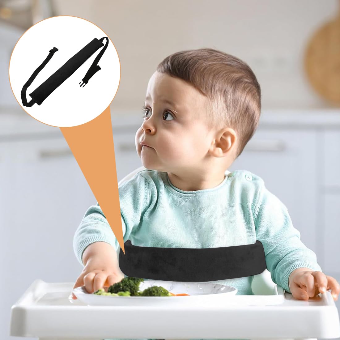 GXGM 1 Pezzi Cinture Seggiolone Pappa Universale, Cinturino Sicurezza Bambini, Cinghia Passeggino,Adatto Per Sdraietta Neonati, Sedie E Carrelli Per Stokke Tripp Trapp(Nero)