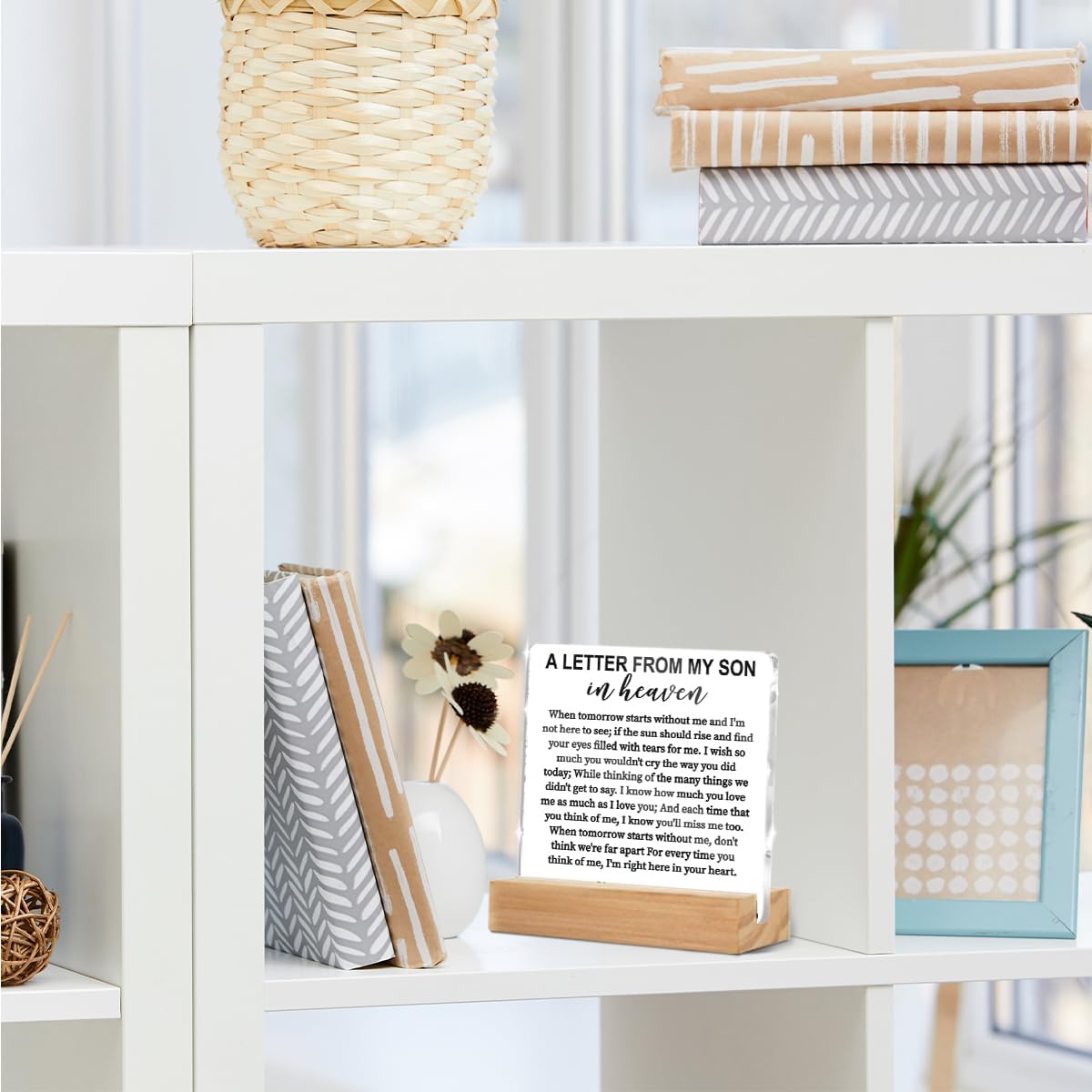 Memorial Gifts Acrylic Sign, Remembrance Condolence for Loss of Loved One, A Letter From My Son In Heaven Table Decor Bereavement Gift, Sympathy Gifts for Mom Dad Couple - Image 5