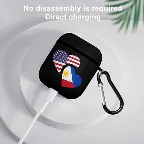 Miniatura 5 de Funda compatible con AirPods, con bandera de Filipinas, funda protectora de auriculares de carga dura con llavero