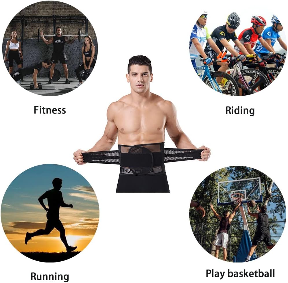 DAISHA Men's Ultra Breathable Mesh Waist Trainer Trimmer Tummy Control Shaper Belt for Lumbar Muscle Strain Beer Belly
