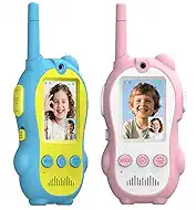 Video Walkie Talkies for Kids, 2 Pack Rechargeable Two Way Radios with Video Call & Audio-Only, Voice Changer & Sticker Effects, Long Range Indoor Outdoor Camping Toys for Boys Girls 3-12