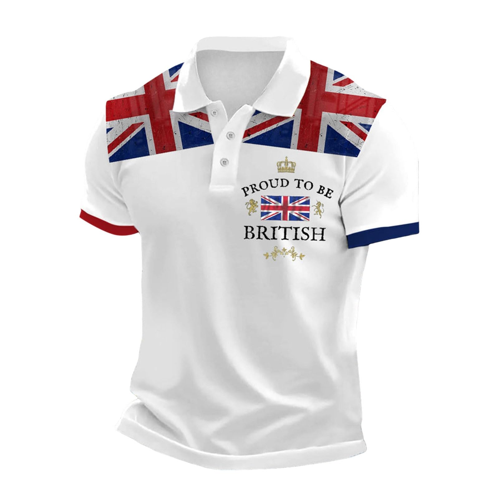 Polo de manga corta para hombre, diseño de bandera de Reino Unido, con botones frontales, banderines de Gran Bretaña, camiseta de golf de verano, talla grande, camiseta de vacaciones, transpirable