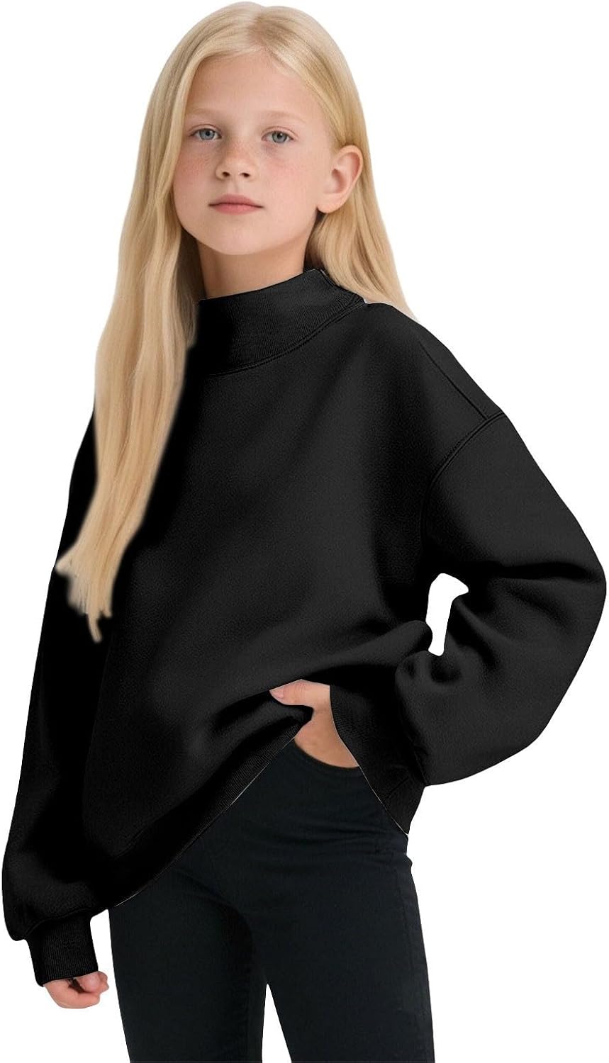 Girls Oversized Sweatshirt Crewneck Pullover Sweater Kids Cute Hoodies Fleece Jacket Long Sleeved Hooded Sweatshirt