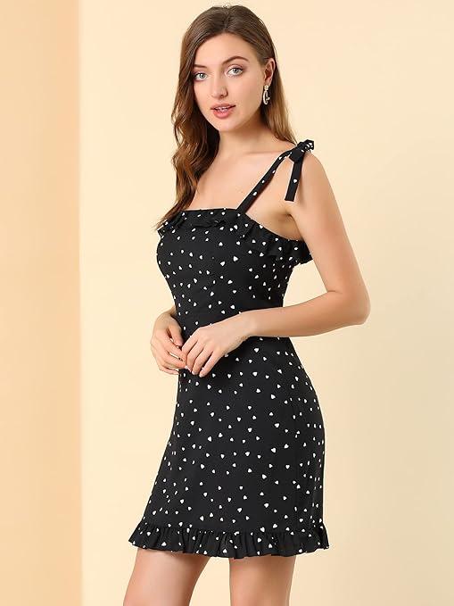 dots print spaghetti strap mini dress