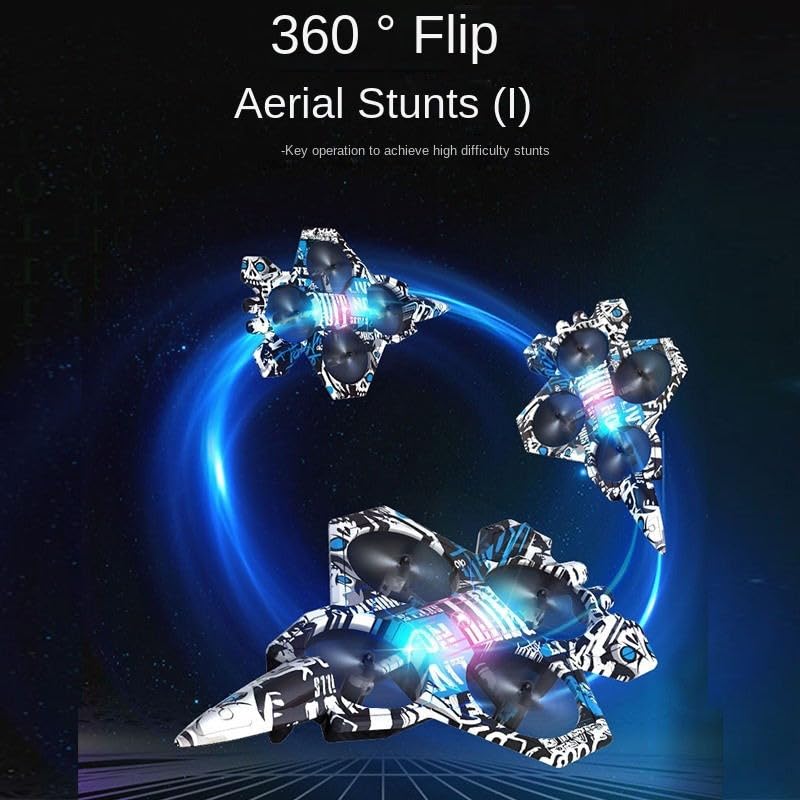 Image of Amitasha RC Jet Plane Fighter Airplane Remote Control Aeroplane for Kids & Adults, Glider Automatic Balance Gyro with Night Light 360 Stunt, Gift for Boys