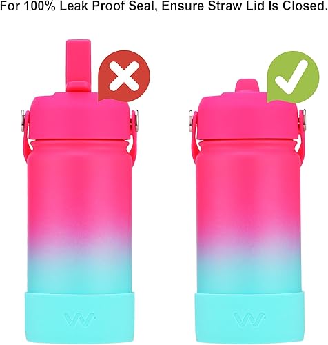 Miniatura 6 de WEREWOLVES Botella de agua para niños con bota, botella de agua de acero inoxidable aislada de boca ancha con tapa de popote a prueba de fugas para