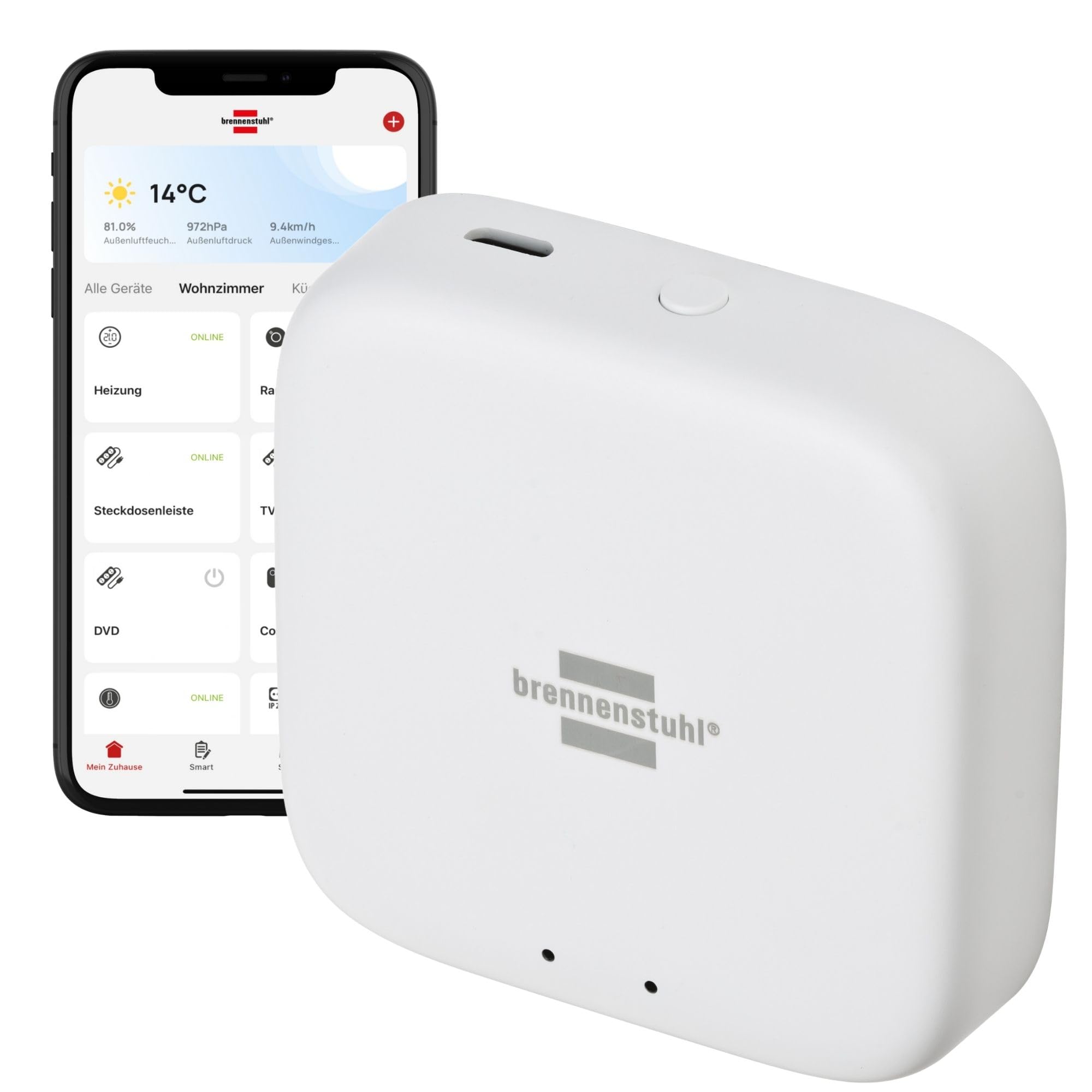 Brennenstuhl Connect Zigbee Gateway GWY CZ 01 (Zigbee Hub para el Control de Dispositivos Zigbee de Brennenstuhl, Control Remoto Mediante App, por Voz con Amazon Alexa o Google Assistant)