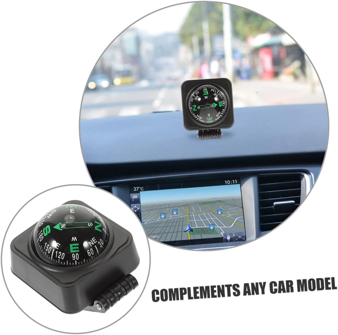 Veemoon Adjustable Vehicle Compass Ball 2pcs for Car Truck SUV Dashboard Navigation Outdoor Guide Ball with Self-Adhesive Base Automotive Compass